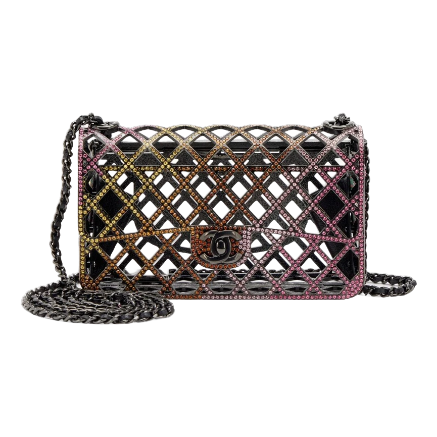 Chanel Crystal Cage Flap — Openwork crystals · ruthenium chain